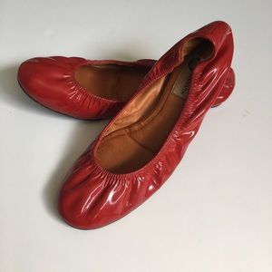 Lanvin patent leather red ballet flats